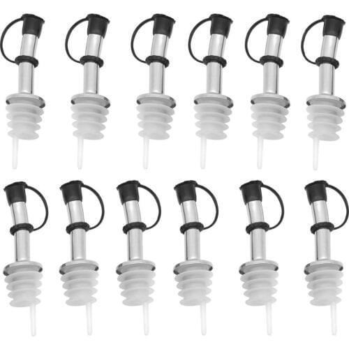 12pcs/lot Wine Bottle Pourer with Cap Covers Lid Oil Cork Drink Dispenser Spout Bottle Stopper Bar Accessory Barware