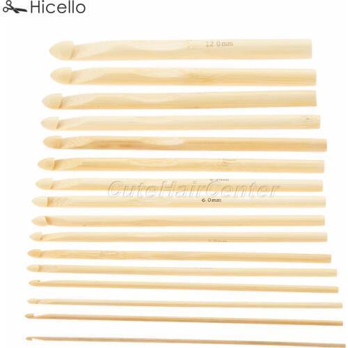 16pcs/set Bamboo Crocher Needle Hook Hand weaving Knit tool handmand DIY Sweater bag hat woolen scarf craft 15cm Hicello