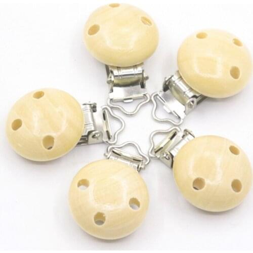 5pcs Wood color Wooden Teether Dummy Clip (2.9*4.6 Cm) Diy Pacifier Holder Baby Nursing Accessories Can Chew Clips Baby Teether