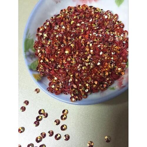 50g/lot 4mm Deep Cup Loose Sequins Round Paillette Wedding Garment Accessory Golden Plating Red AB