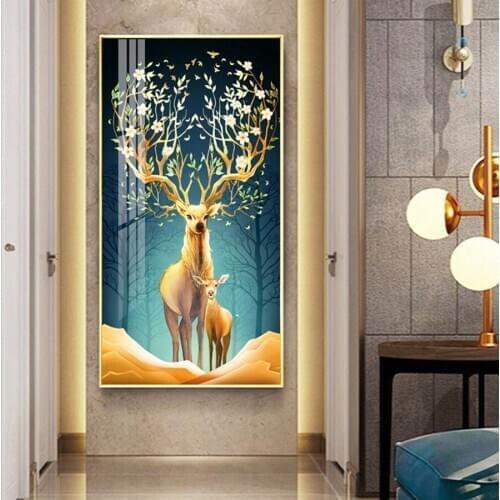Elk Animal rich Tree 5D diy Diamond Painting abstract golden deer diamond embroidery full mosaic diamant painting cross stitch