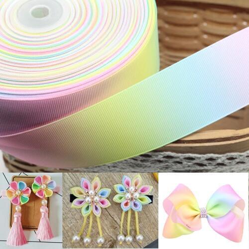 Hot sale 1 meter/lot 2 Size (25mm 50mm) gradient colors rainbow printed grosgrain ribbon headwear hair bow diy party decoration