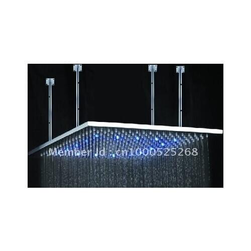 Free Shipping 500*500mm LED shower head with stainless steel self-powered led shower head light shower three color