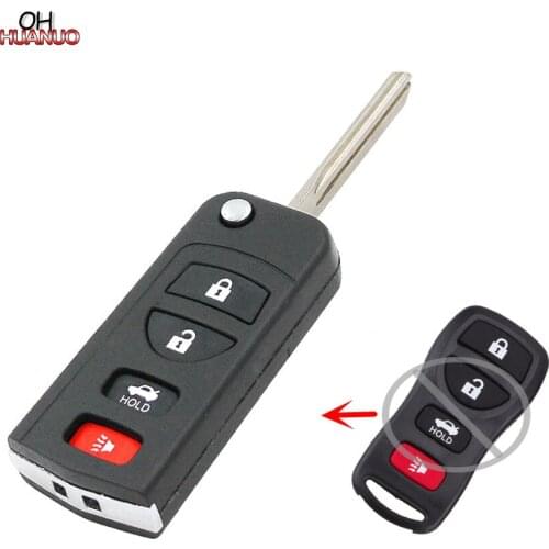 3+1/4 Button Flip Folding Remote Key Shell Case Refit for Nissan Armada Maxima Altima 350Z EX35 FX35 QX56 Q45 G35 I35