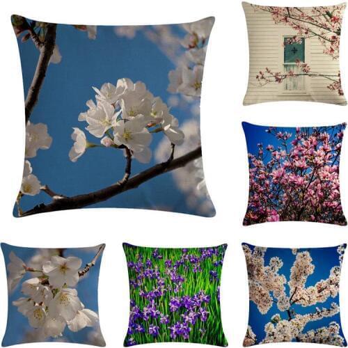 Cushion cover Plant lavender linen/cotton flower design pillow case Home decorative pillow cover seat pillow case