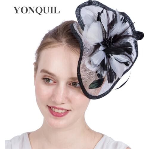 Elegant Women Wedding Cocktail Hat For Women Black&Ivory Flower Design Banquets Ladies Summer Occasion Event Race NEW ARRIVAL