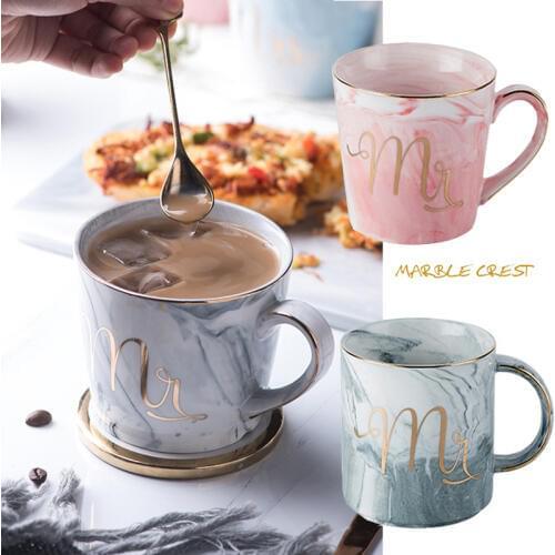 Ceramic Mug Bone for Office Coffee Cup Enamel Coffee Mugs Mr and Mrs Travel Mug Marble Pattern Phnom Penh Tea Milk Gifts