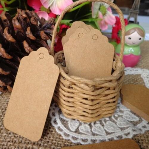 Creative DIY Brown Kraft Paper Wedding Note+String Tags Lace Scallop Head Label Luggage Hang tag LX8379