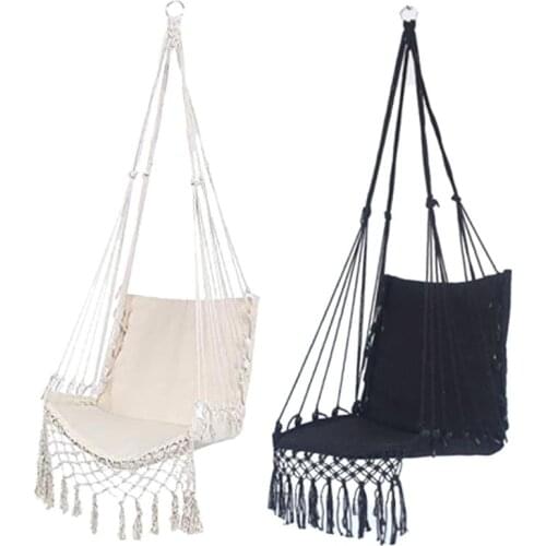 50LB Hammock Chair Macrame Swing Hanging Cotton Rope Hammock Swing Chair for Indoor