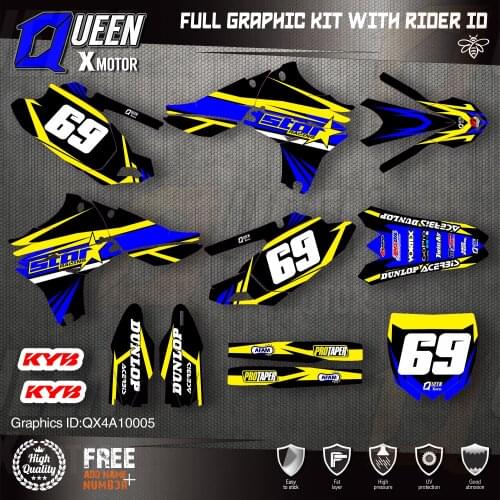 QUEEN X MOTOR Custom Team Graphics Backgrounds Decals 3M Stickers Kit For YAMAHA 2010-2013 YZF450 005