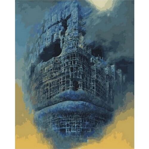 Frameless diy paintings by numbers paint by number for home decor oil picture painting 5065cm skull town