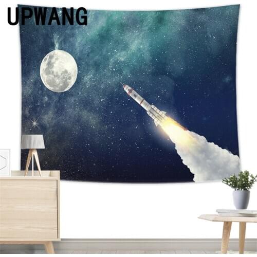 Space Rocket Tapestry Wall Hanging Sandy Beach Picnic Rug Camping Tent Sleeping Pad Home Decor Bedspread Sheet Wall Cloth