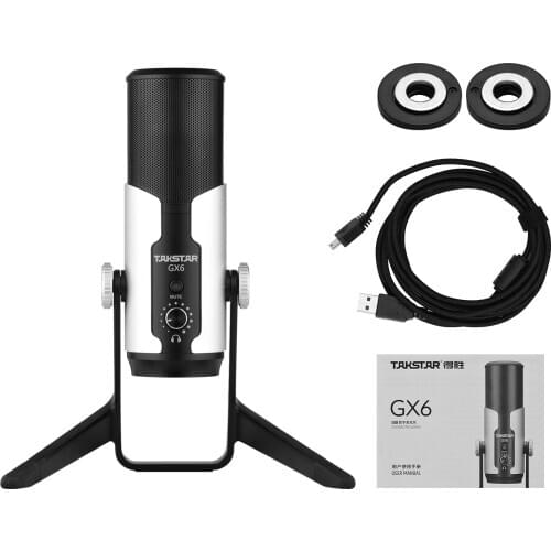TAKSTAR GX6 USB Microphone Desktop Stereo Digital Condenser Mic with Shock Mount for Broadcasting Gaming Livestream Video Record