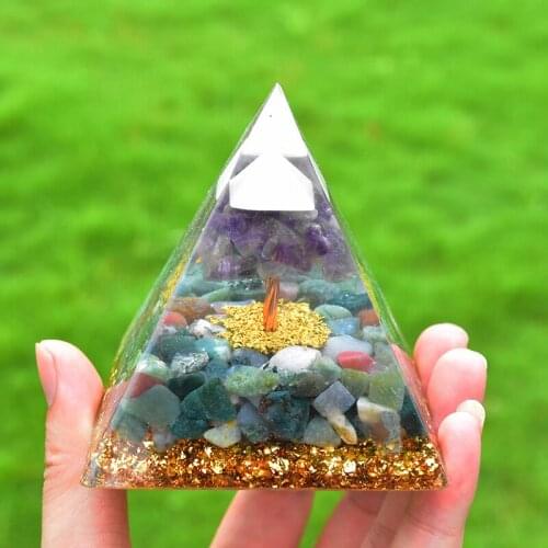 Natural Amethyst Crystal Tree Aventurine Orgonite Pyramid Healing Meditation Jewelry Tree Of Life Orgone Ornaments