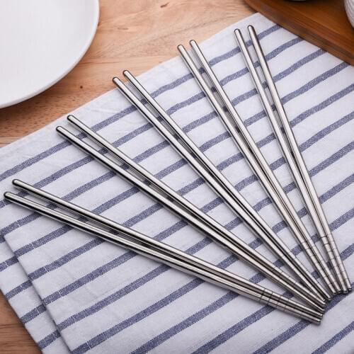1 Pair Stainless Steel Chopsticks Non-slip Laser Engraving Patterns Food Sticks Reusable Sushi Hashi Chopsticks Portable