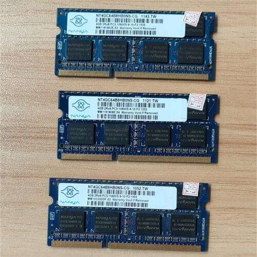 Nanya memoria DDR3 RAMS 4GB 2Rx8 PC3-10600S-9-10-F2 1333 204pin DDR3 4GB 1333MHz ram laptop memory 1.5V for notebook 1pcs