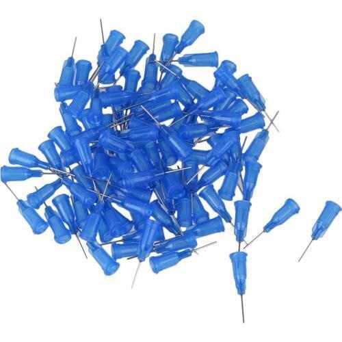 1/2" Plastic Spiral 22Ga Blue Connector Stainless Steel Adhesive Glue Dispensing Needles Tip Pack of 100