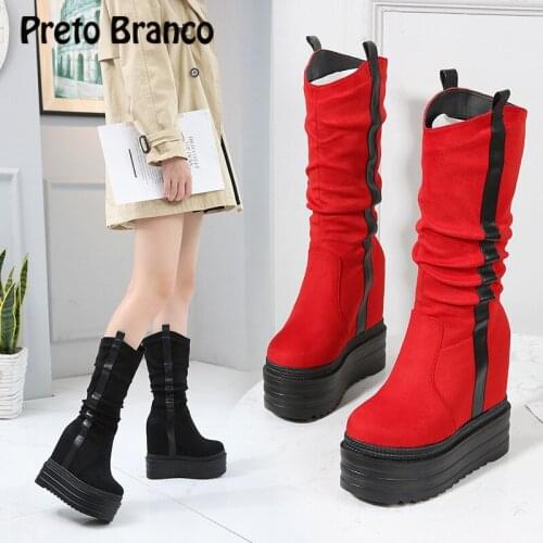 PRETO BRANCO Womens Boots 2021 Fall/winter Fashion Womens Shoes Inner High Boots Womens Thick-soled Over-the-knee Boots ZYW