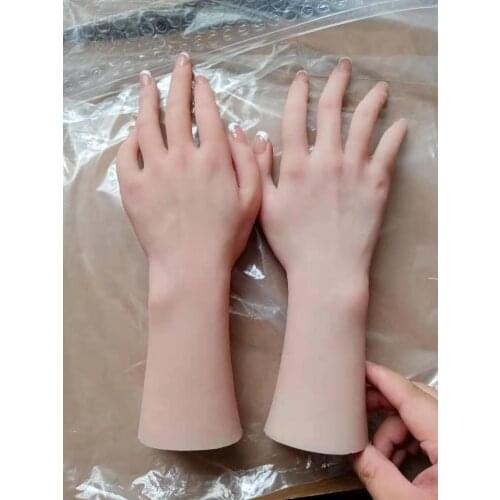 High Simulation Silicone TPE Material Realistic Female Hand Model For Nail Art Finger Bendable Mannequin Display Jewelry Props