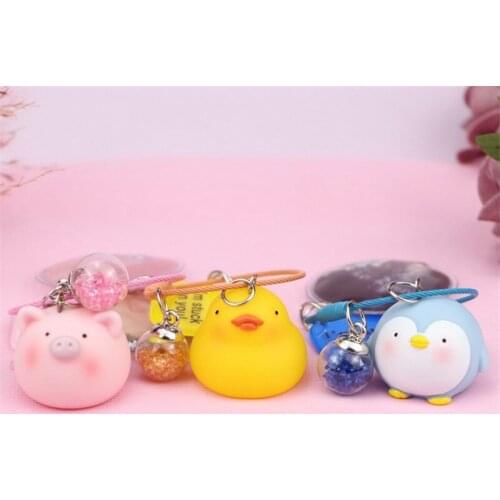 Cute Pet Car Keychain Girly Heart Piggy Keyring Pendant Creative Student School Bag Kid Backpack Cartoon Hanging Ornaments Gifts