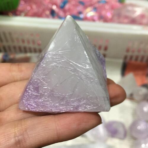 45mm Natural White Selenite Pyramid Figurine Quartz Crystal Mineral Statue Energy Infused Reiki Healing Crystal Home Decoration