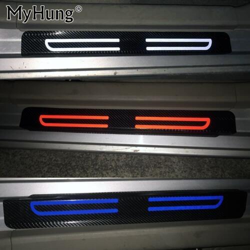 Carbon Fiber Reflective Car Door Sill Stickers For Honda JADE CIVIC SPIRIOR CRV CR-Z CITY FIT CRIDER CROSSTOUR Car-Styling 4Pcs