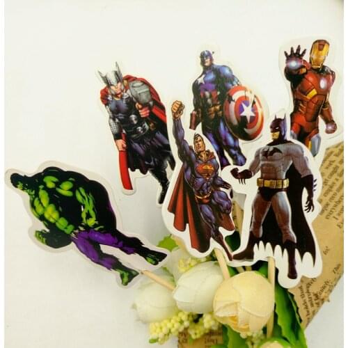 24pcs Avenger Cake Dessert topper Card Prod With Picture Cake Decoration Card Cupcake Picks Kid Birthday Party Decoration