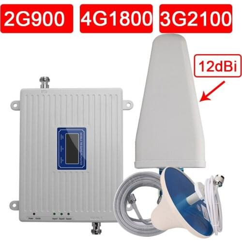 4g Cellular Amplifier Ttri Band Signal Booster GSM 900MHz DCS 1800MHz WCDMA 2100MHz Cell Phone Signal Booster 4g Repeater 70DB