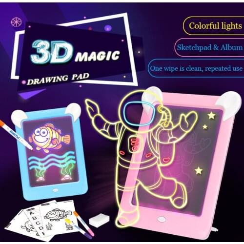 3D Magic Drawing Pad Board Puzzle Graphic Drawing Tablet Creative Toy Children Painting Art Learning Tool Handwriting Gift Kids