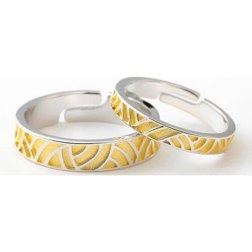 YIZIZAI Vintage Blowing Wheat Wave Couple Rings For Women Men Wind Shakes Yellow The Barley Opening Ring Silver Jewelry Gifts