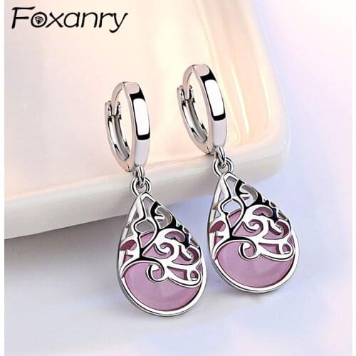 Evimi 925 Sterling Silver Charm Drop Earrings for Women Trendy Simple Moonlight Opal Tears Totem Elegant Bride Jewelry Gifts