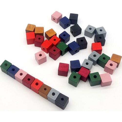 10PCS/lot 12mm Square Wooden Beads Spacer Hollow Beads Vintage Wooden Geometric Pendant Beads For Neckles Handmade DIY Craft