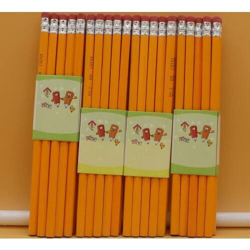 100pcs Kawaii Wood Pencils Lot Cute Yellow Pencils with Erasers for School Office Supplies Stationery Accessories for Kids Write