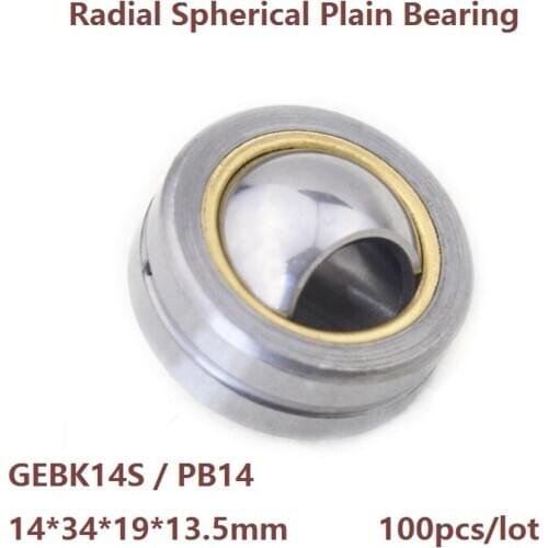 100pcs/lot GEBK14S PB14 14×34×19×13.5mm Radial Spherical Plain Bearing Self-Lubrication for 14mm shaft 14*34*19*13.5 mm