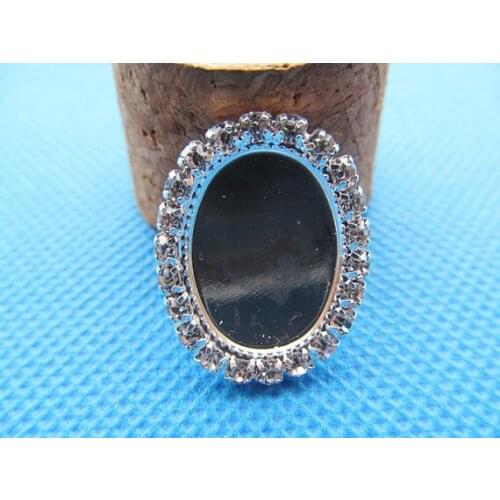 200pcs White Rhinestone Flatback Oval Copper Pendant Charm Finding,Base Setting Tray Bezel,fit 13mmx18mm Cabochon Picture Cameo