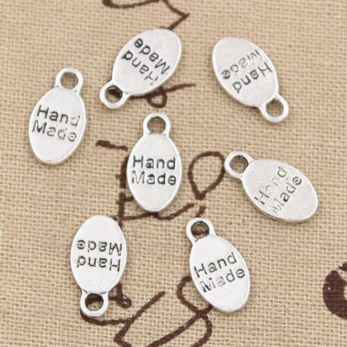 30pcs Charms Hand Made 15x8mm Antique Making Pendant fit,Vintage Tibetan Bronze Silver color,DIY Handmade Jewelry