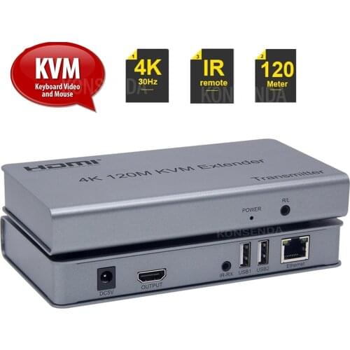 4K HDMI KVM Extender Support USB Mouse Keyboard Extension 120M By RJ45 UTP Ethernet Cable CAT 5E 6 6A 6E Cat6 Cord PC to TV HDTV