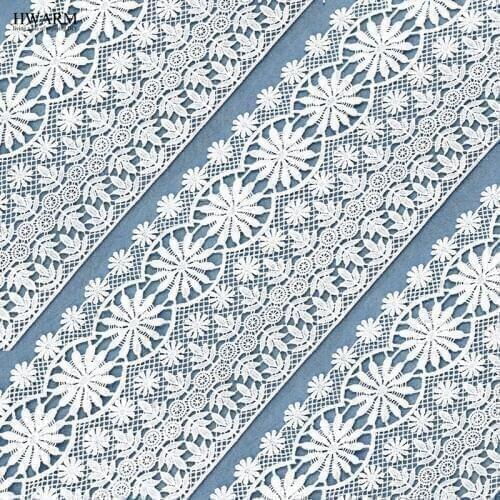 5yards 16.5cm White african lace fabric ribbon wedding decoration for home water-soluble milk lace embroidery hollow bar code