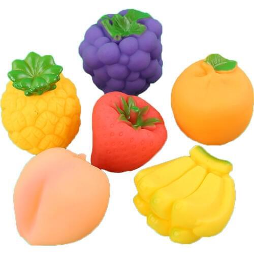 6 Pcs/Lot Fruits Baby Bath Toys Squeeze Sounding Dabbling Toys For Kids Water Play Toy Cute Strawberry Banana Water Spraying Toy