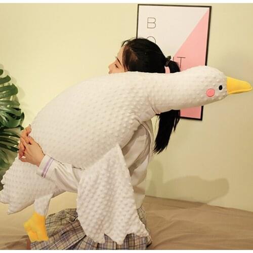 70/100/120CM Huge Size Massage Duck Plush Toys Stuffed Soft Lying Goose Pillow Cartoon Animal Mat Dolls Baby Kids Appease Toys