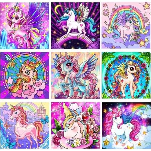 5d DiY Full Diamond Painting Mosaic Rainbow Unicorn Animal Needlework Diamond Embroidery Cross Stitch Set Home Wall Decoration