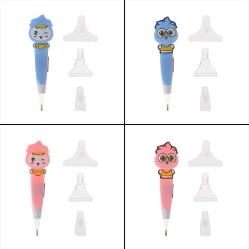 5D Diamond Painting Cross Stitch Embroidery Point Drill Pen 4 Heads w/ LED Light