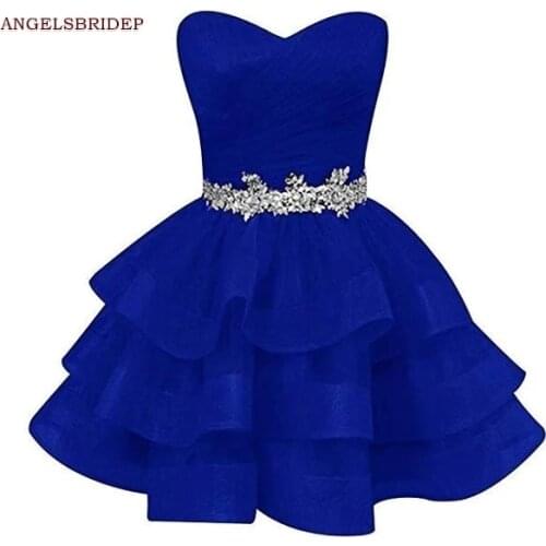ANGELSBRIDEP Sweetheart Short Homecoming Dresses Tulle Crystal Sparkly Ruffle Vestidos De Festa Graduation Formal Party Gowns