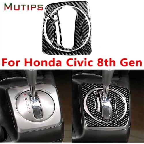 Mutips Car Automatic Gear Shift Panel Cover 4pcs Gearbox Trim Frame Carbon Fiber Sticker Auto For Honda Civic 8th Gen 2006-2011