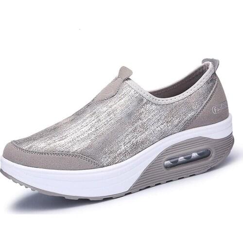 Large Size Summer Air Cushion Shoes Sport Women Sneakers Womens Running Shoes Platform Sports Shoes Woman Gray Fitness GME-0722