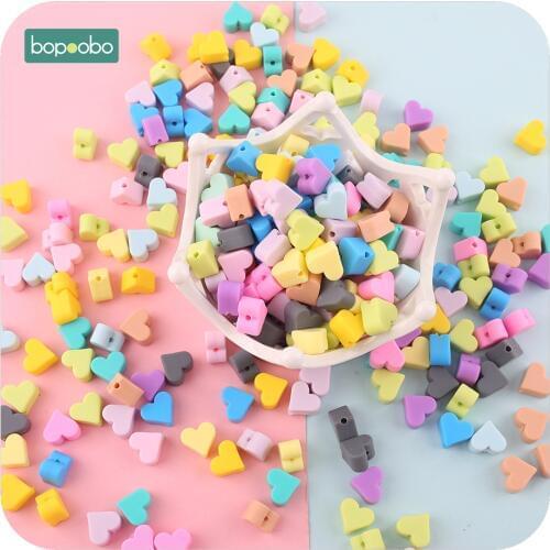 Bopoobo 30pc 14mm Silicone Beads Heart-shaped Food Grade Teether Diy Jewelry Sensory Toys Necklace Diy Crafts Food Grade Teether