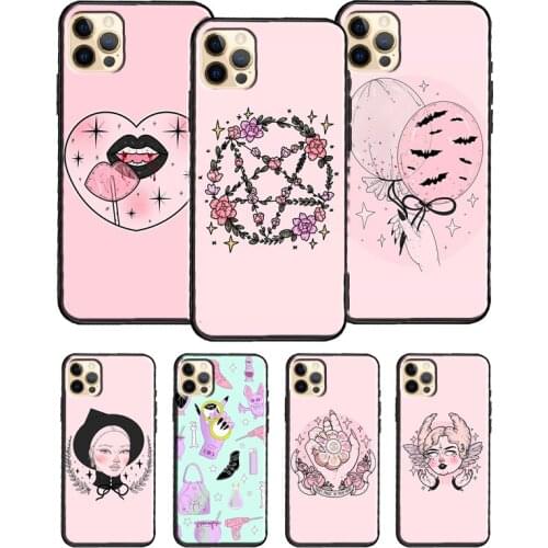 Girly Pastel Witch Goth Pattern Case For iPhone SE 2020 X XR XS Max 8 7 Plus 12 Pro Max Case For iPhone 11 Pro Max 12 mini