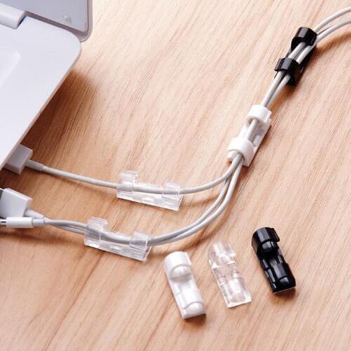 20PCS Cable Drop Clip Desk Tidy Organiser Wire Cord Lead USB Charger Cord Holder Organizer Holder Secure Table