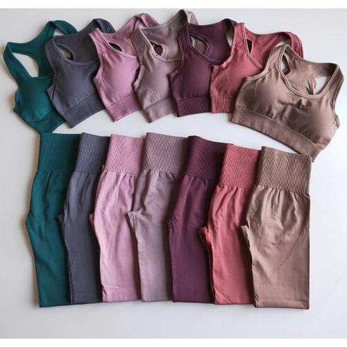 Womens workout sportswear 2-piece sports bra and high waist seamless yoga fitness leggings workout leggings