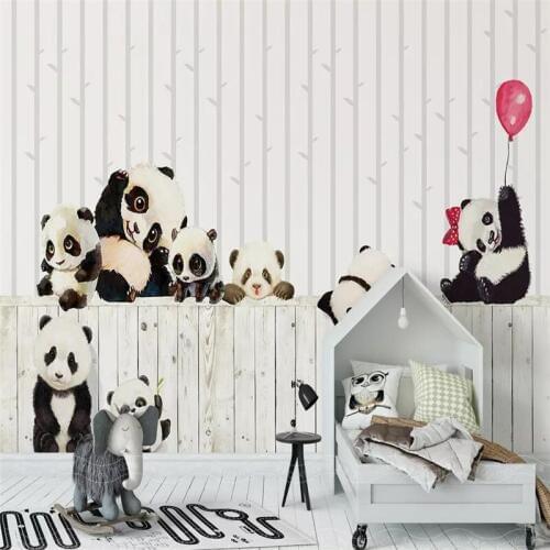 Cartoon Panda Childrens Room Background Wall Professional Production Mural Wholesale Wallpaper Poster Photo Wall